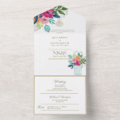 NIKAH WALLIMAH Gold Floral All in One Einladung (Innen Boden)