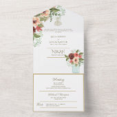 NIKAH WALLIMAH Gold Floral All in One Einladung (Innen Boden)