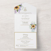 NIKAH WALLIMAH Gold Floral All in One Einladung (Innen Boden)