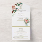 NIKAH WALLIMAH Gold Floral All in One Einladung (Innen Boden)