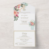 NIKAH WALLIMAH Gold Floral All in One Einladung (Innen Boden)