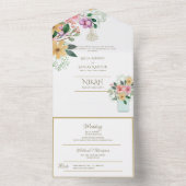 NIKAH WALLIMAH Gold Floral All in One Einladung (Innen Boden)