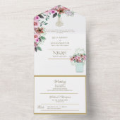 NIKAH WALLIMAH Gold Floral All in One Einladung (Innen Boden)