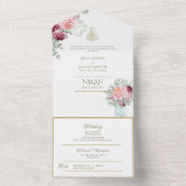 NIKAH WALLIMAH Gold Floral All in One Einladung (Innen Boden)