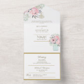 NIKAH WALLIMAH Gold Floral All in One Einladung (Innen Boden)