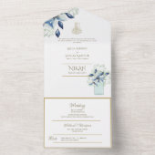 NIKAH WALLIMAH Gold Floral All in One Einladung (Innen Boden)