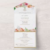 NIKAH WALLIMAH Gold Floral All in One Einladung (Innen Boden)