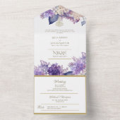 NIKAH WALLIMAH Gold Floral All In One Einladung (Innen Boden)