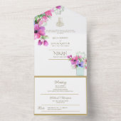 NIKAH WALLIMAH Gold Floral All in One Einladung (Innen Boden)