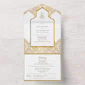 NIKAH WALLIMAH Gold Verziert All In One Einladung (Innen Boden)
