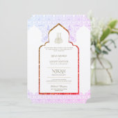NIKAH Wedding Invite - Verzierte Moschee Walimah Einladung (Stehend Vorderseite)