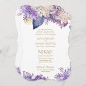 NIKAH Wedding Invite - Walimah Lila Floral Gold Einladung (Vorne/Hinten)