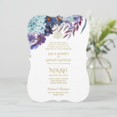 NIKAH Wedding Invite - Walimah Lila Floral Gold Einladung (Stehend Vorderseite)
