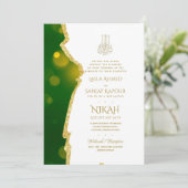 Nikah Wedding Invites - Agate Gold Islamic Walimah Einladung (Stehend Vorderseite)