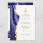Nikah Wedding Invites - Agate Gold Islamic Walimah Einladung (Vorne/Hinten)