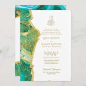 Nikah Wedding Invites - Agate Gold Islamic Walimah Einladung (Vorne/Hinten)