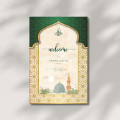 Nikah Welcome Sign Islamic Emerald & Gold Masjid Acrylschild