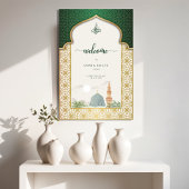 Nikah Welcome Sign Islamic Emerald & Gold Masjid Acrylschild
