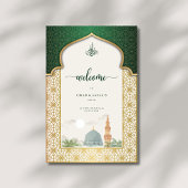 Nikah Welcome Sign Islamic Emerald & Gold Masjid Acrylschild
