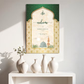 Nikah Welcome Sign Islamic Emerald & Gold Masjid Acrylschild