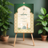 Nikah Welcome Sign Islamic Emerald & Gold Masjid Acrylschild