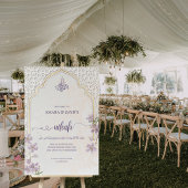 Nikah Welcome Sign - Islamischer Bogen, Lila Flora Acrylschild