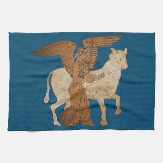 Nike und ein Stier Geschirrtuch (Horizontal)