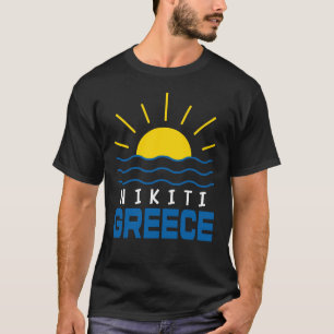Nikiti Greece Sunshine and Sea Men's Black T-Shirt