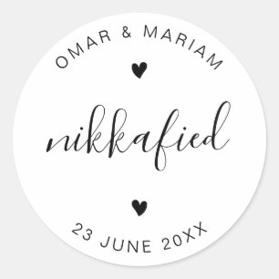 Nikkafied Eleganzitat mit schwarzem Text Runder Aufkleber