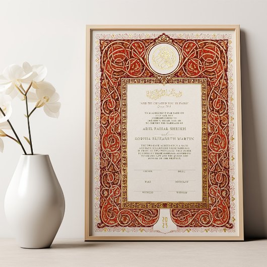 Nikkah Certificate Islamische Ehe Foliendrucke