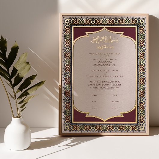 Nikkah Certificate Islamische Ehe Foliendrucke