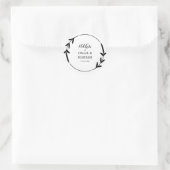 Nikkah Elegant Black & White Leaf Wreathe Border Runder Aufkleber (Tasche)