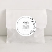 Nikkah Elegant Schwarz-weiße botanische Gastgesche Runder Aufkleber