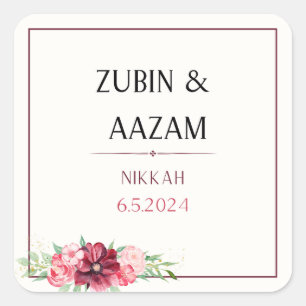 Nikkah Gefallen Aufkleber, personalisierte Aufkleb Quadratischer Aufkleber