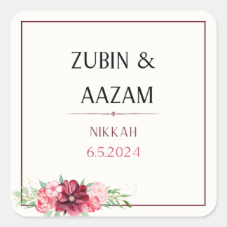 Nikkah Gefallen Aufkleber, personalisierte Aufkleb Quadratischer Aufkleber
