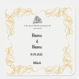 Nikkah-Gunstaufkleber Quadratischer Aufkleber