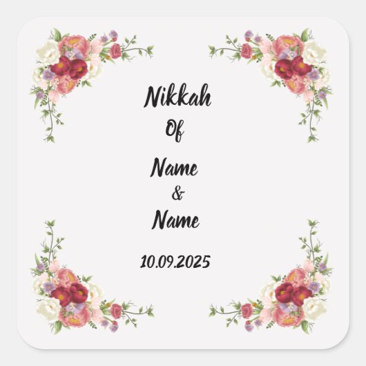 Nikkah-Gunstaufkleber Quadratischer Aufkleber (Vorderseite)