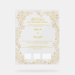 Nikkah-Zertifikat, Muslimvertrag, Acrylschild