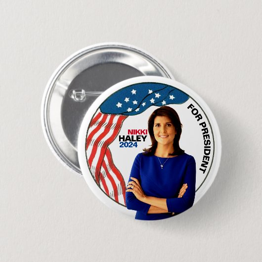 Nikki Haley für Präsident 2024 Button (Vorne & Hinten)