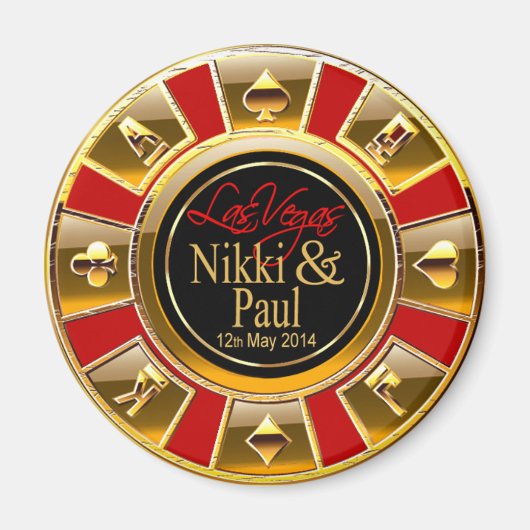 Nikki & Paul Las Vegas Gold Casino Chip Gefallen Magnet (Vorne)