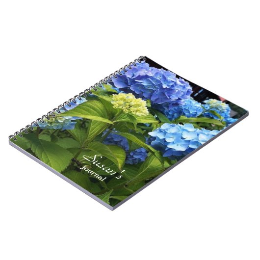 Nikko Blue Hydrangea Blume Spiral Foto Notebook Notizblock (Linke Seite)