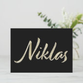 Niklas Name white gold Handwriting Karte (Stehend Vorderseite)
