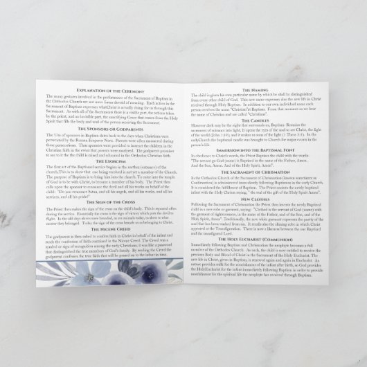 Niko Griechisch-orthodoxe Kirchentaufprogramm Programm (Innenseite)