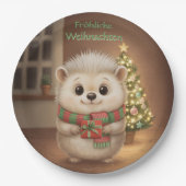 Niko mit grünem Weihnachtsgruß Pappteller (Vorderseite)