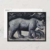 Niko Pirosmani, Weißer Bär mit Cubs Postkarte (Vorne/Hinten)