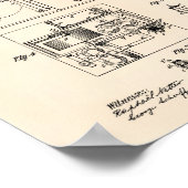 Nikola Tesla 1898 Patentart - Alte Peper Poster (Ecke)