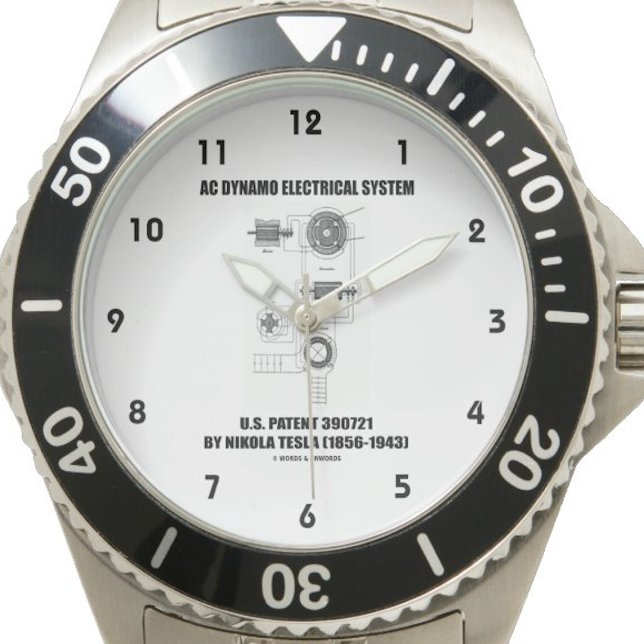 Nikola Tesla AC Dynamo Electrical System Patent Armbanduhr (Nikola Tesla AC Dynamo Electrical System US Patent watch)