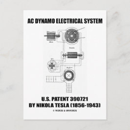 Nikola Tesla AC Dynamo Electrical System Patent Postkarte