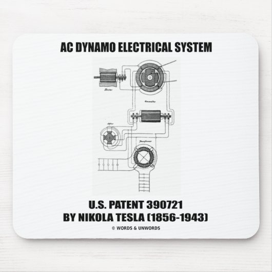 Nikola Tesla AC-Dynamo-Elektro-System-Patent Mousepad (Vorne)