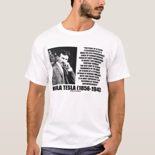 Nikola Tesla-Austausch des Gedanken-Zitats T-Shirt (Vorderseite)